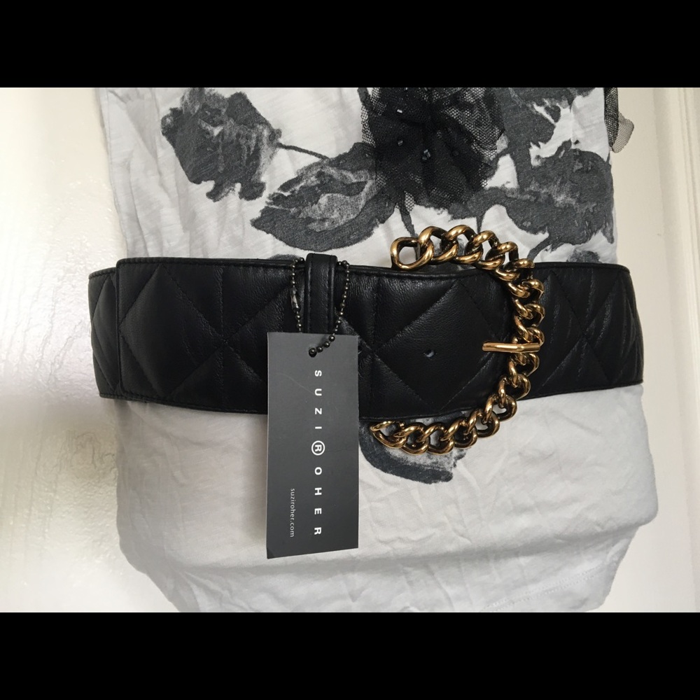 Suzi Roher Black Lamb Med Belt Basic Elastic Back